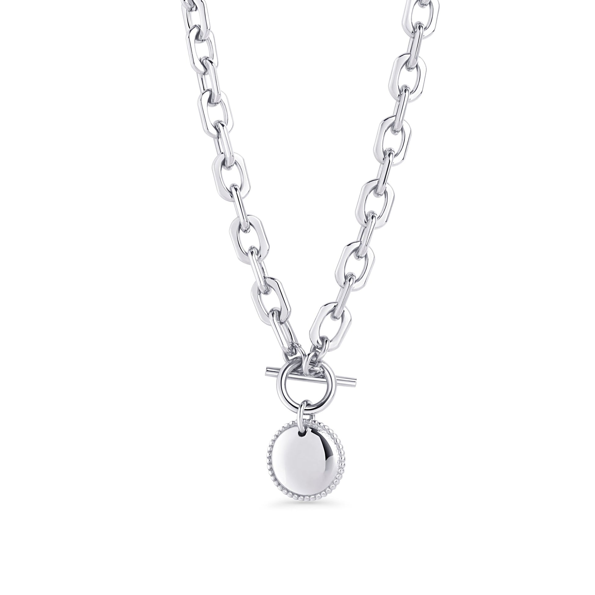 Collier tendance médaillon fermoir barre en T acier inoxydable aucun risque d'allergie Mia Bijoux