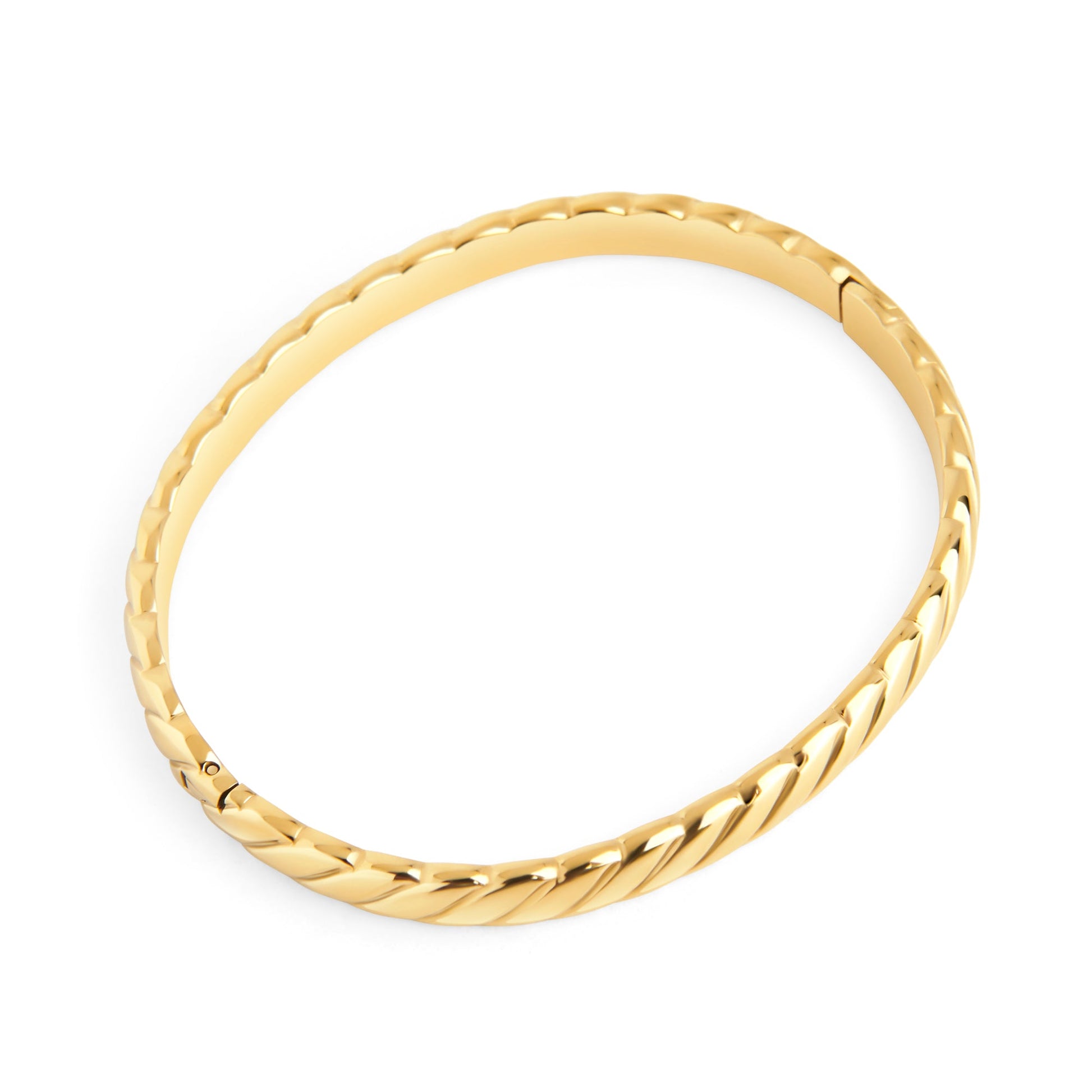 Stainless steel scuplted cable bangle bracelet rigide cable torsade acier inoxydable MIAJWL 