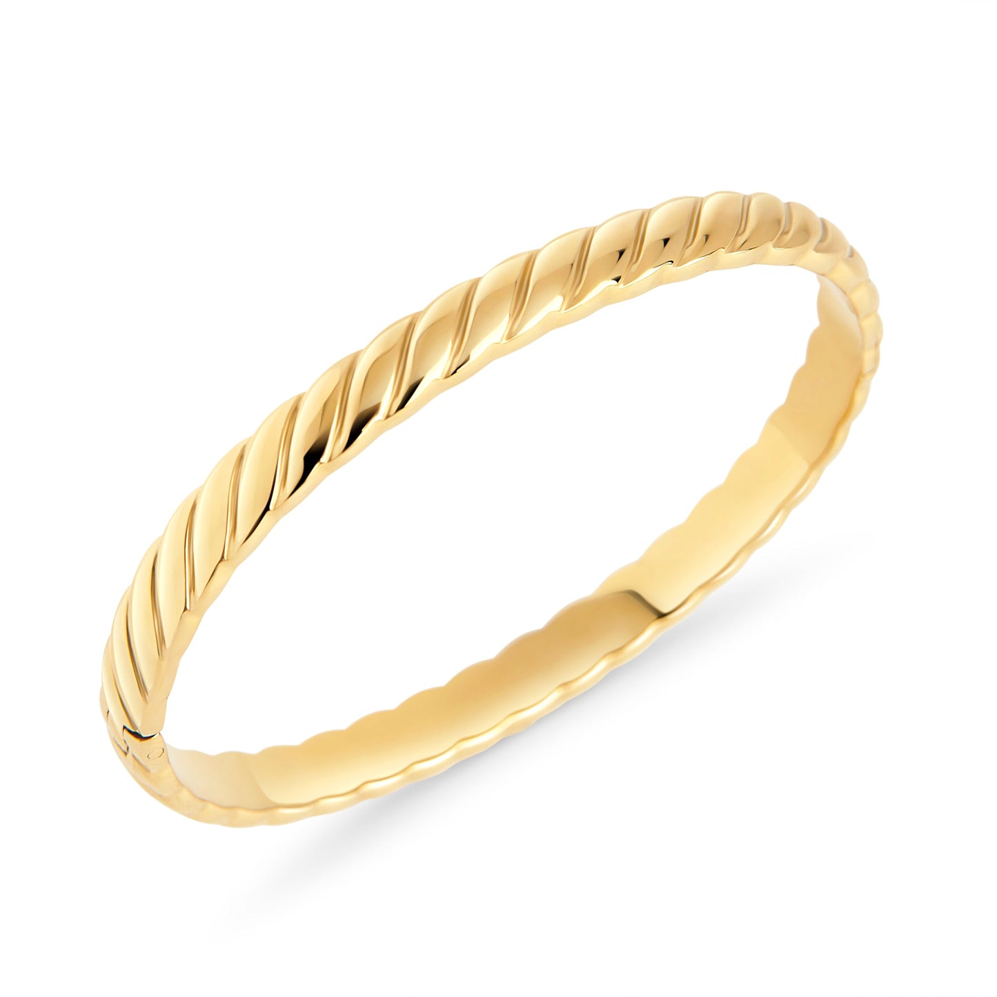 Gold tarnish resistant stainless steel cable twist bangle bracelet MIAJWL