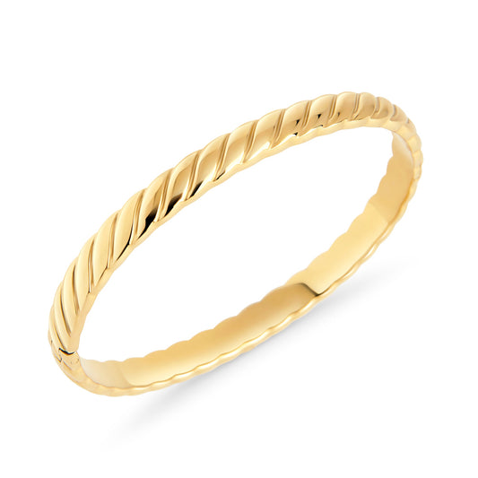 Gold tarnish resistant stainless steel cable twist bangle bracelet MIAJWL