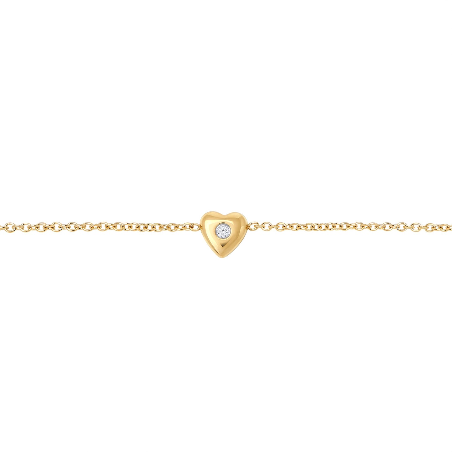 Safe for skin gold stainless steel simple heart with CZ stone bracelet coeur avec pierre zircon acier inoxydable doré aucune allergie MIAJWL