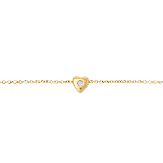 Safe for skin gold stainless steel simple heart with CZ stone bracelet coeur avec pierre zircon acier inoxydable doré aucune allergie MIAJWL