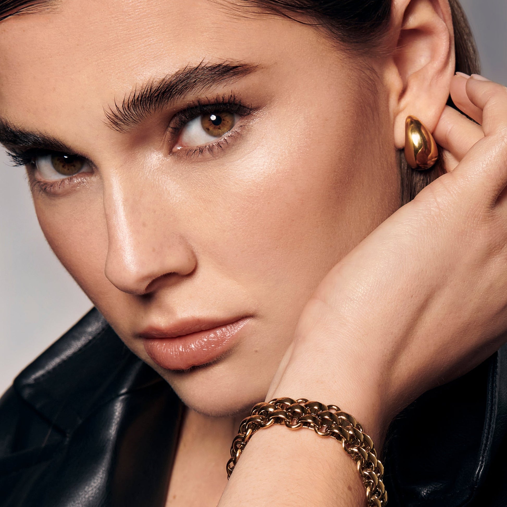 Stainless steel small drop earrings and thick mesh bracelet mailles épaisses et boucles d'oreilles petites gouttes acier inox MIAJWL