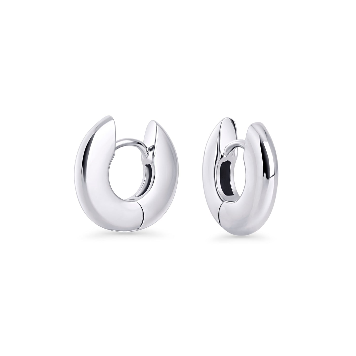 Stainless steel small flat round huggie earrings safe for skin MIAJWL