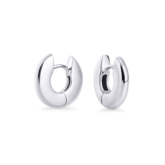 Stainless steel small flat round huggie earrings safe for skin MIAJWL