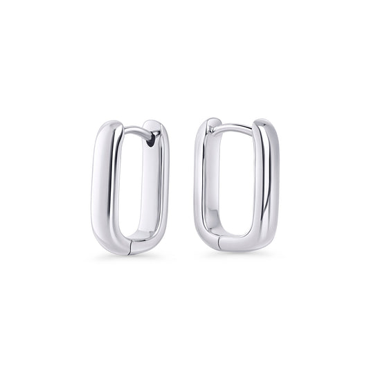 Small rectangle stainless steel comfortable huggie earrings safe for skin MIAJWL