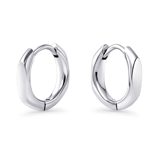 Waterproof silver stainless steel small signet huggie earrings MIAJWL boucles d'oreilles dormeuses petit signet acier inoxydable argent à l'épreuve de l'eau Mia Bijoux