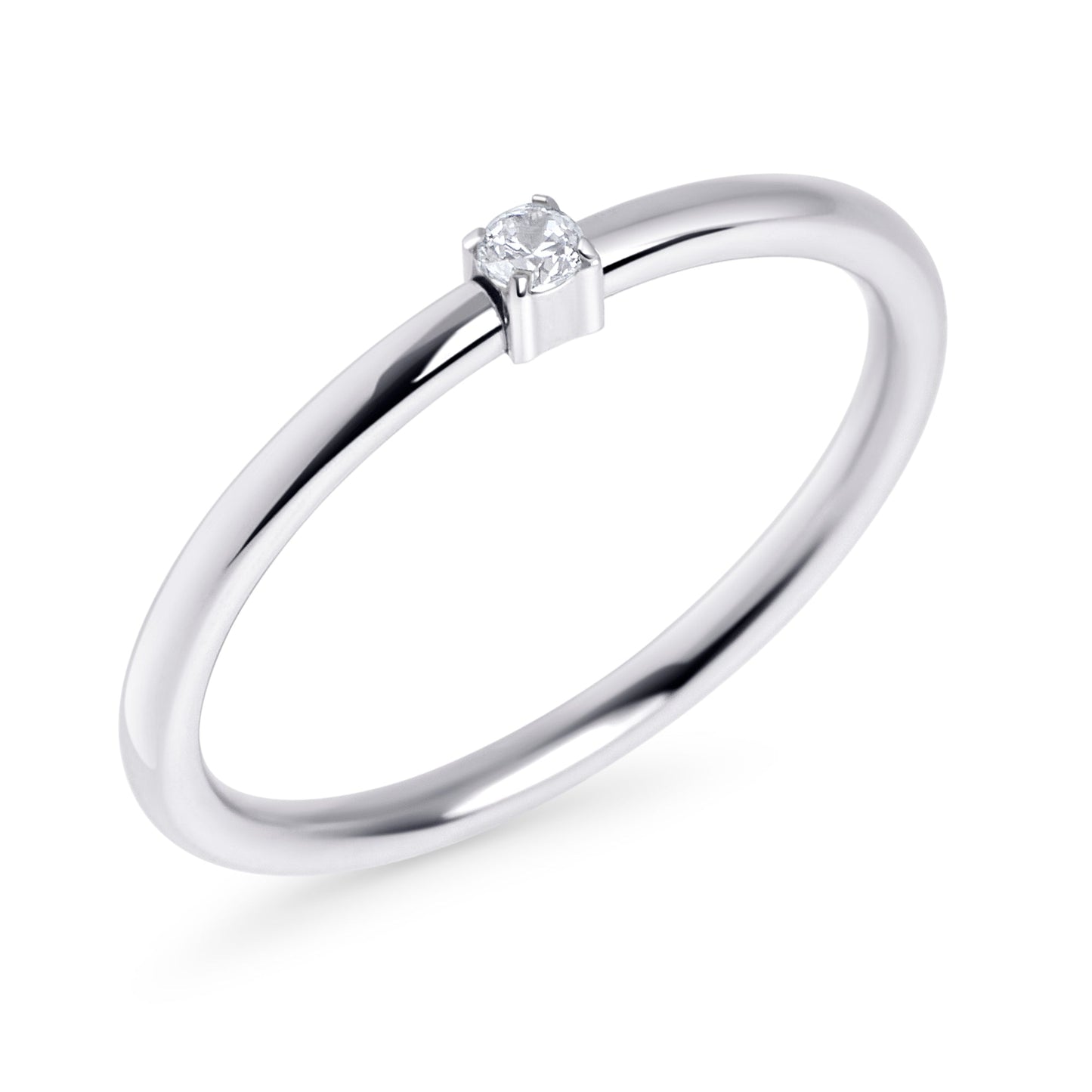 Engagement ring with cubic zirconia minimalist stainless steel ring shop sustainable MIA