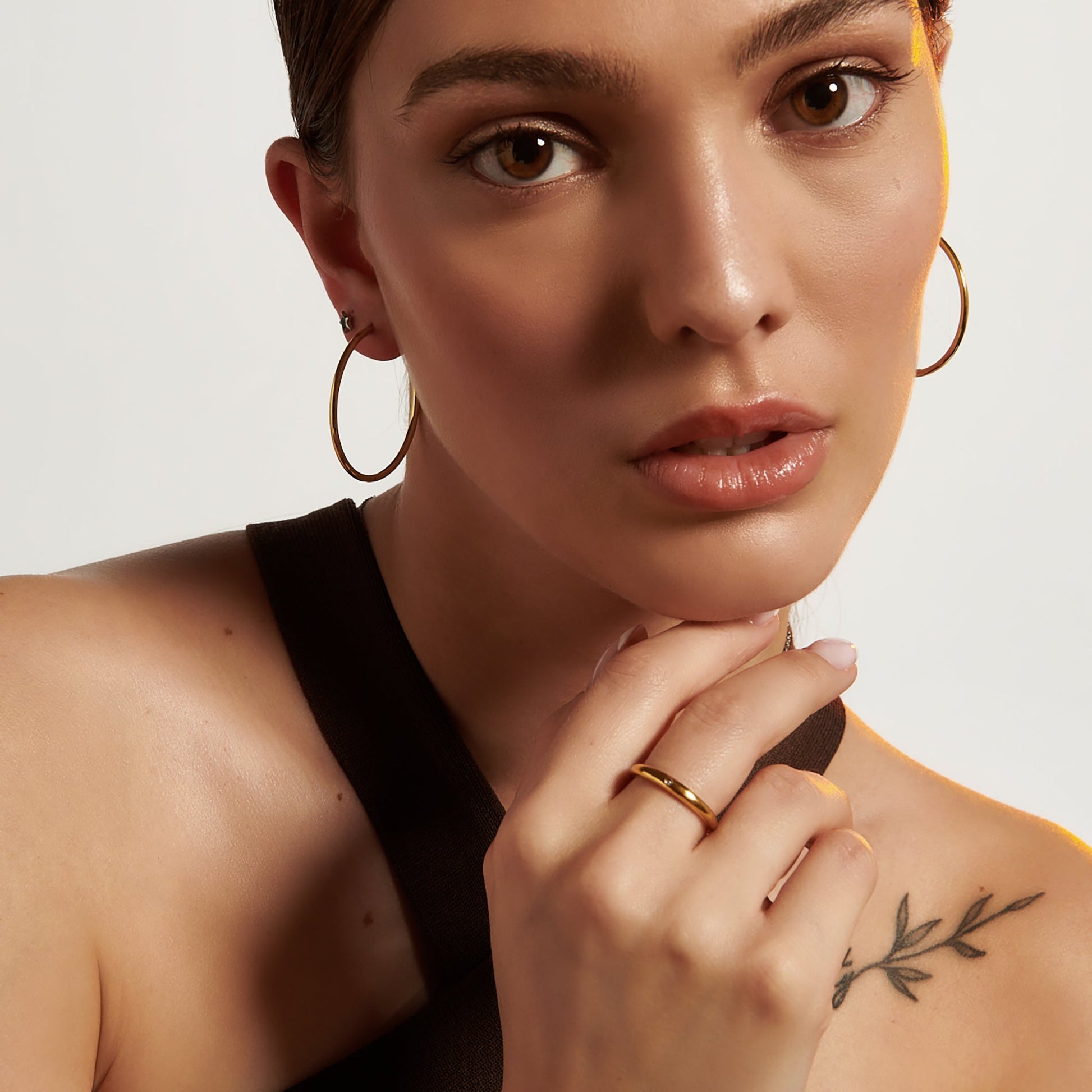 Stainless steel thin large hoops 40 mm grand anneaux acier inoxydable MIAJWL or et argent