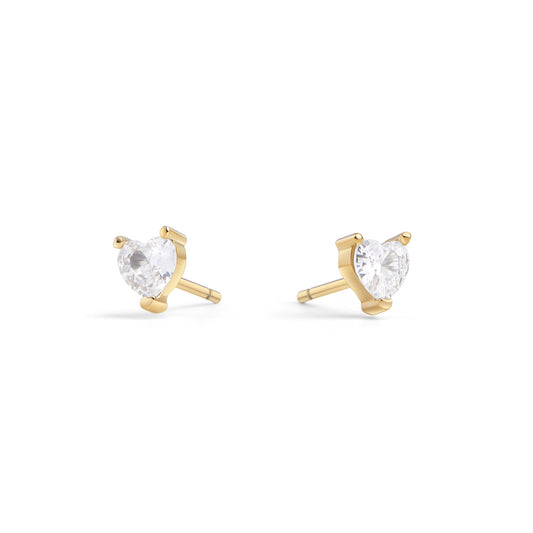 Cute dainty safe for skin stainless steel tiny heart stone stud earrings MIAJWL boucles d'oreilles fixes petites pierres forme cœur délicates acier inoxydable sans danger pour la peau Mia Bijoux