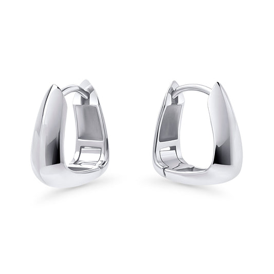 Safe for skin stainless steel triangle huggie earrings MIAJWL boucles d'oreilles dormeuses triangle acier inoxydable argent sans danger pour les oreilles Mia Bijoux 