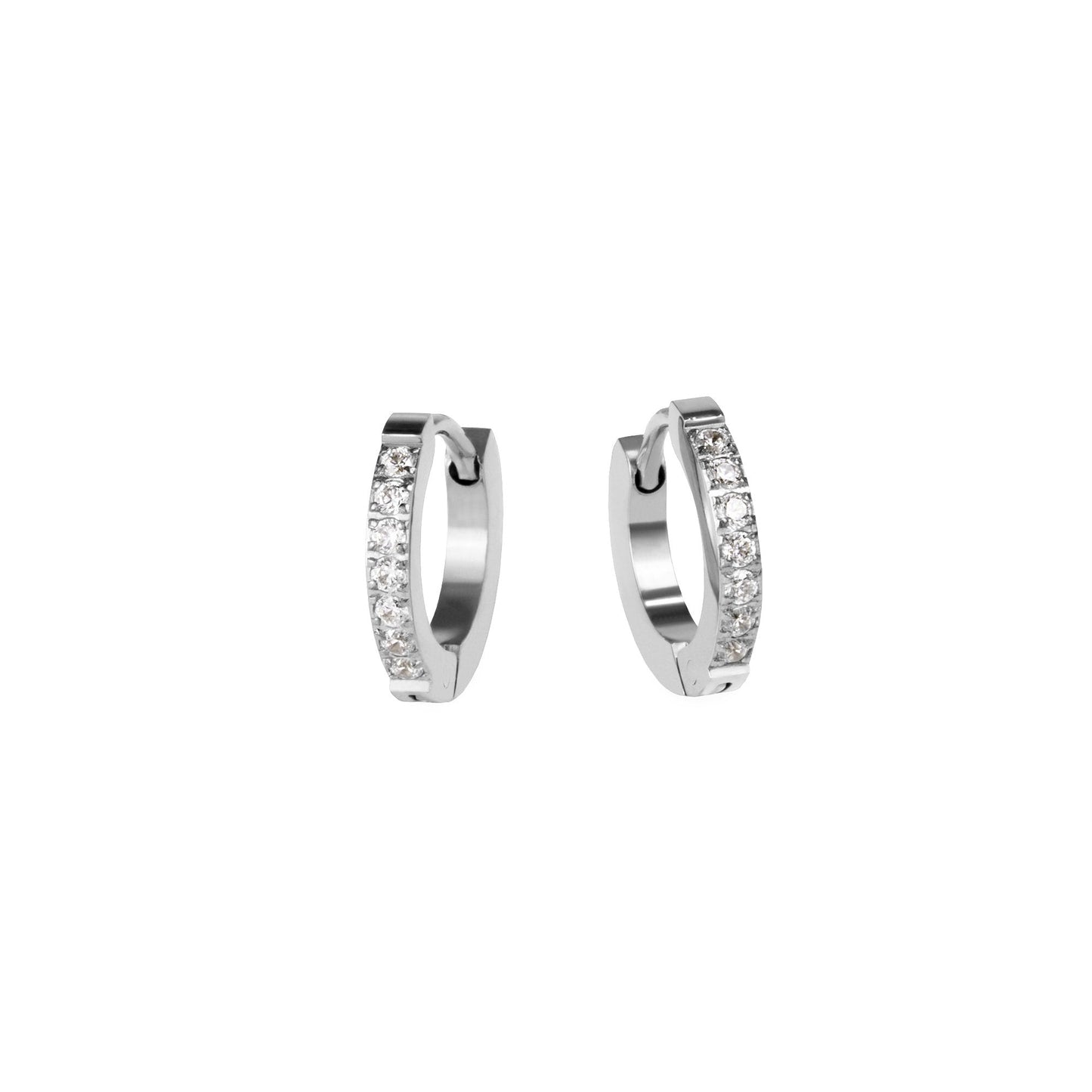 women small half eternity huggie earrings stones stainless steel hypoallergenic mia jewelry petites boucles d'oreilles femme dormeuse pierres acier inoxydable hypoallergénique T120E009AR