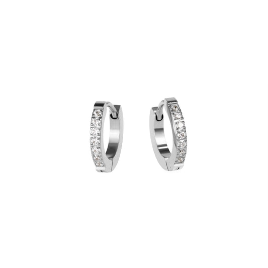 women small half eternity huggie earrings stones stainless steel hypoallergenic mia jewelry petites boucles d'oreilles femme dormeuse pierres acier inoxydable hypoallergénique T120E009AR
