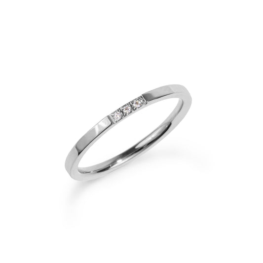 women stainless steel modern band ring 3 stones jonc moderne pierres femme acier inoxydable MIA T120R002