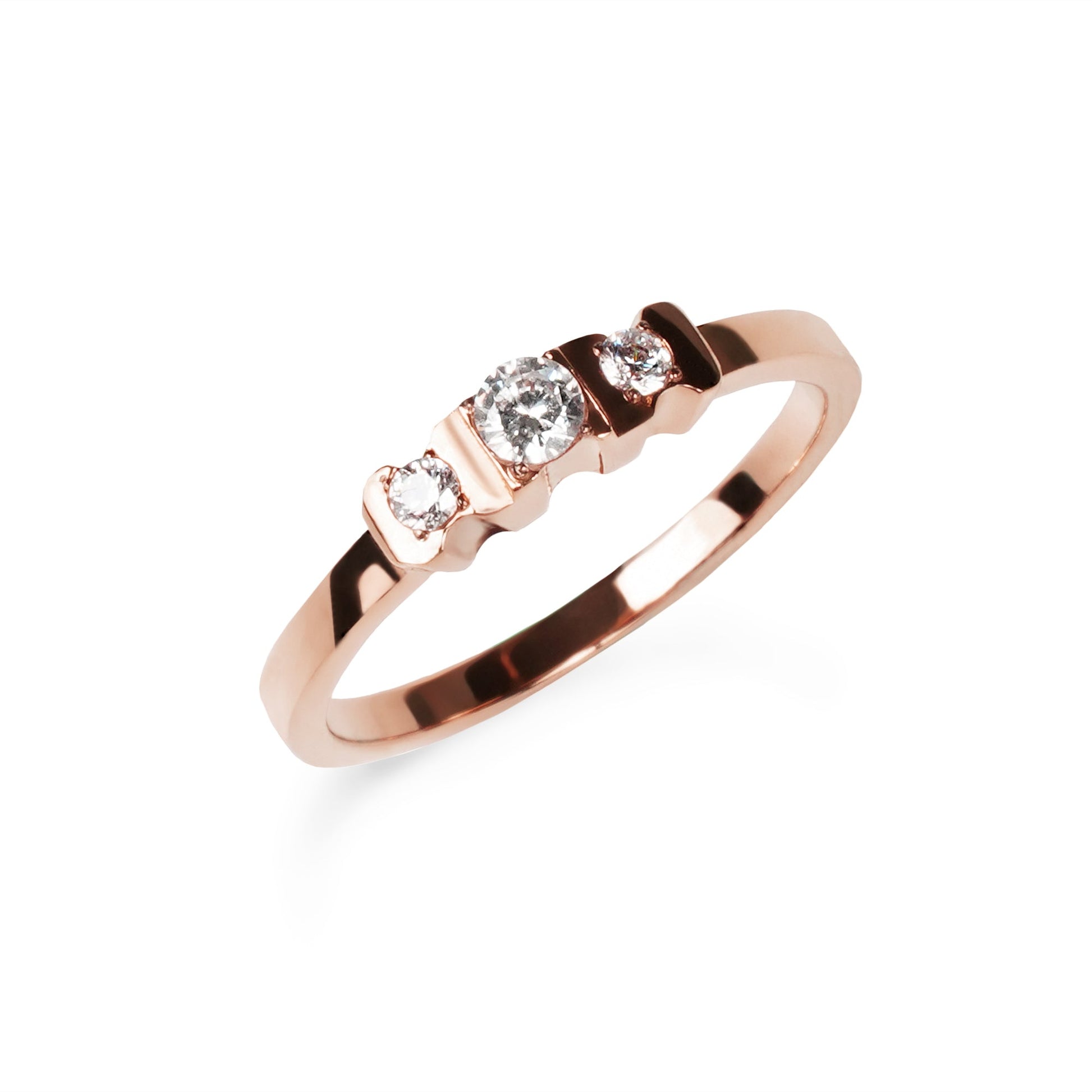 Rosegold stainless steel allergy free proposal ring with 3 stones for women MIAJWL Bagues de fiançailles acier inoxydable or rose aucune allergie pour femmes Mia Bijoux