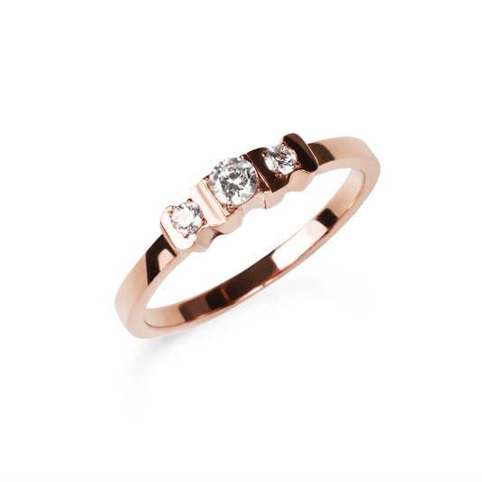 Rosegold stainless steel allergy free proposal ring with 3 stones for women MIAJWL Bagues de fiançailles acier inoxydable or rose aucune allergie pour femmes Mia Bijoux