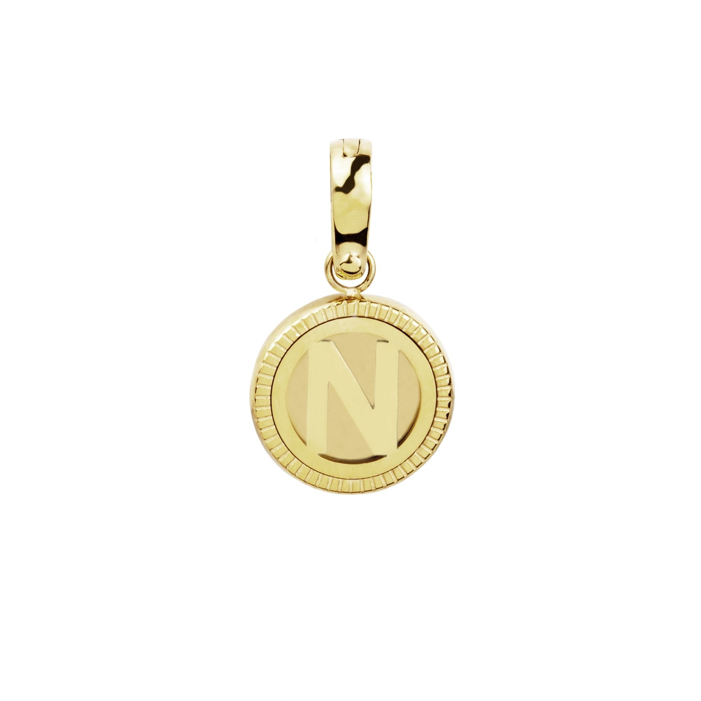 Stainless Steel clippable gold letter N charm to customize and personalize jewelry T121CH01NDO