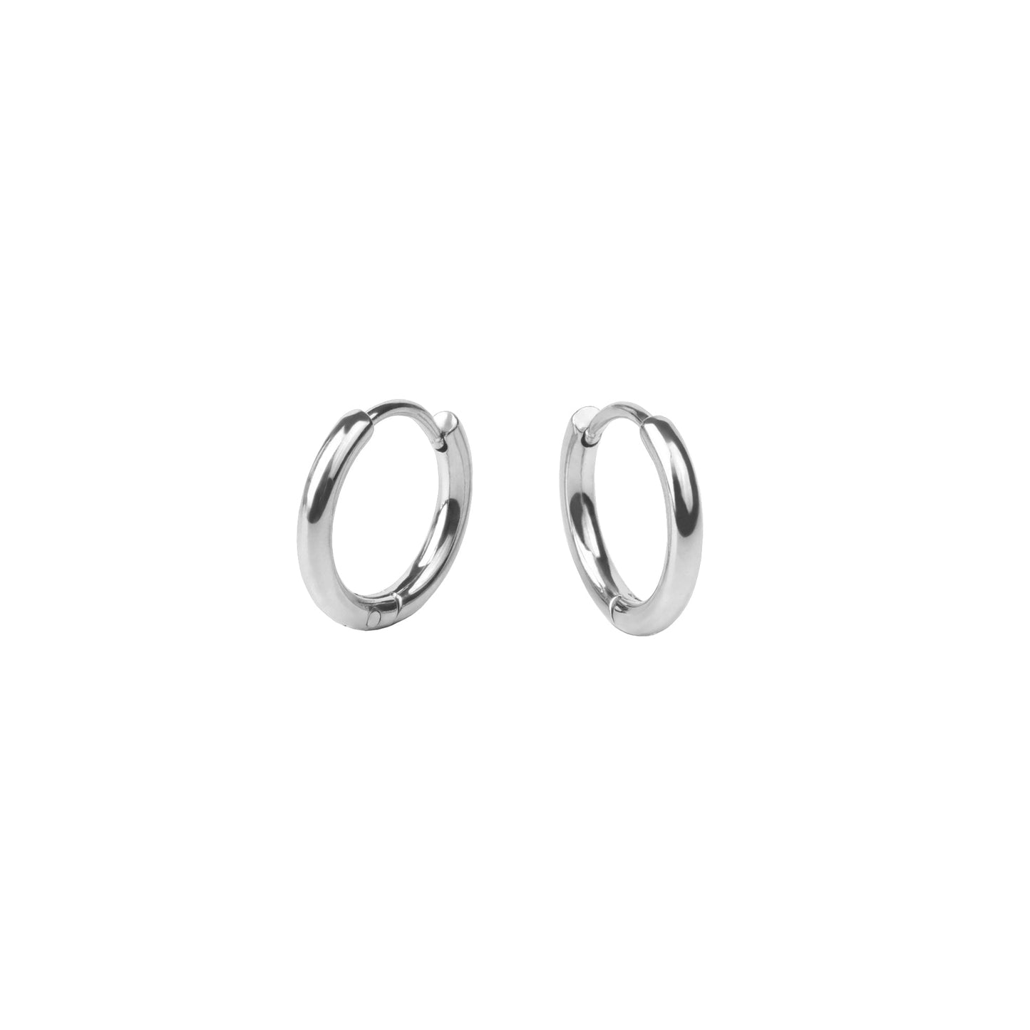 Stainless Steel Stacks Plain Hoop Huggie Earrings T121E012AR
