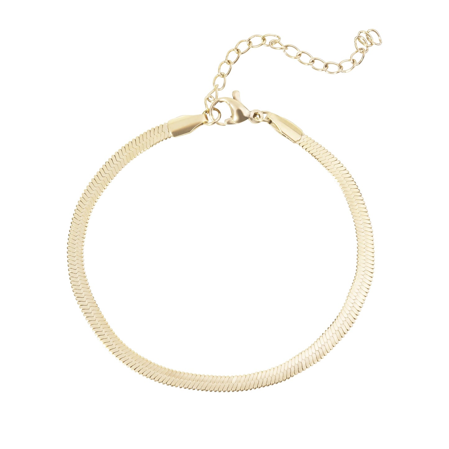 Large flat snake anklet tarnish resistant stainless steel MIA