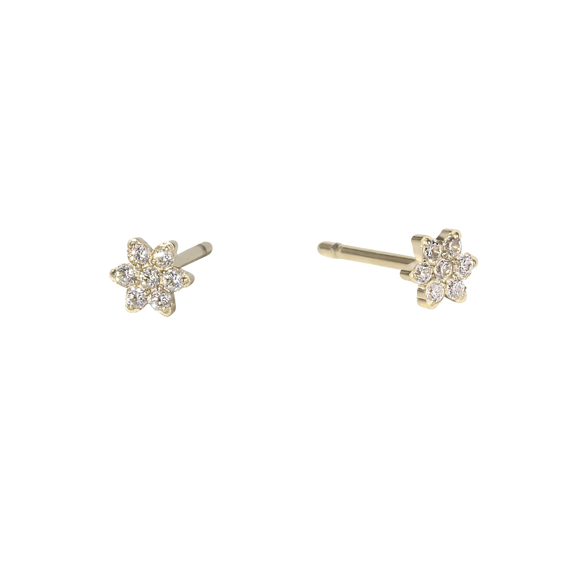 Boucles fixes fleurs or avec pierres ne ternissent pas acier inox MIA