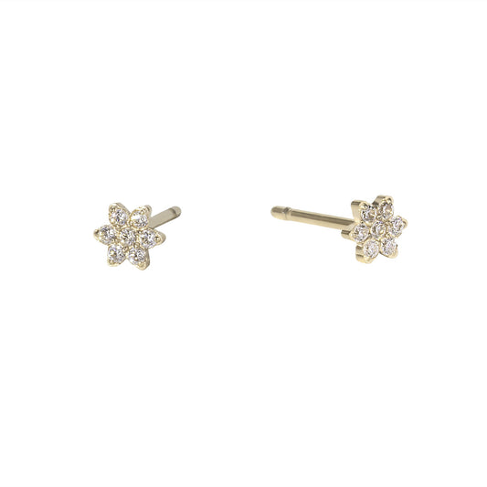 Boucles fixes fleurs or avec pierres ne ternissent pas acier inox MIA