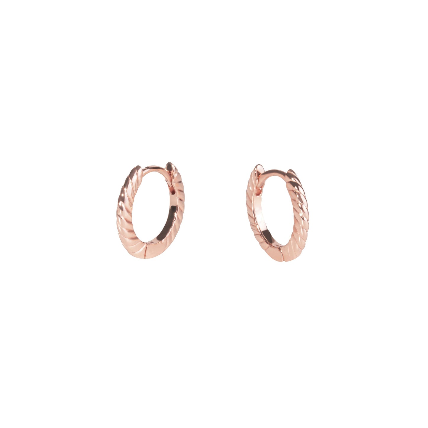 Rosegold twisted huggies earrings you can sleep with comfortable stainless steel MIA