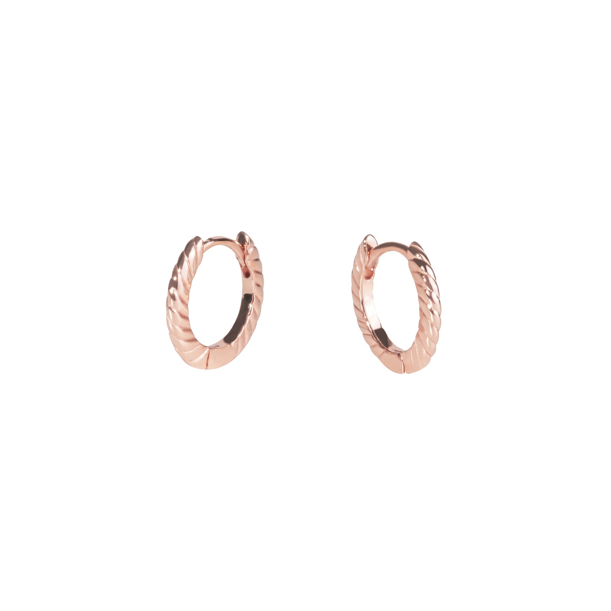 Rosegold twisted huggies earrings you can sleep with comfortable stainless steel MIA