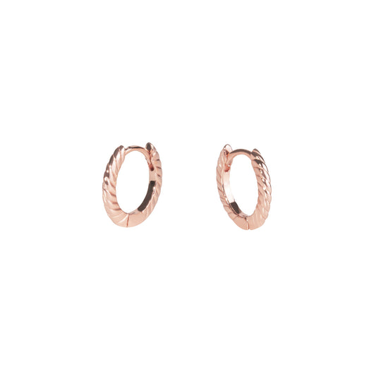 Rosegold twisted huggies earrings you can sleep with comfortable stainless steel MIA