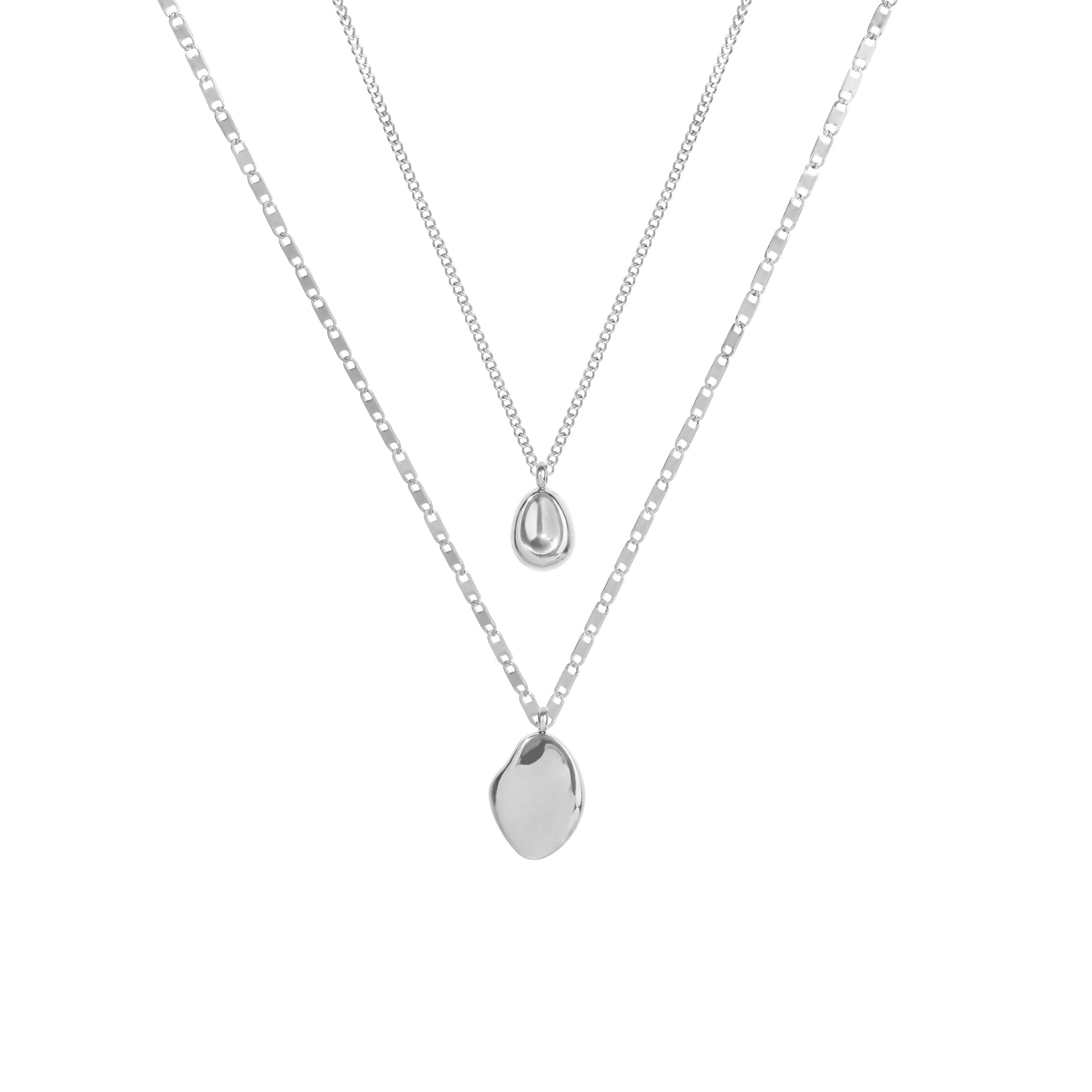 Double chain necklace with irregular drops pendant stainless steel waterproof MIA