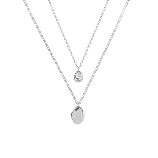 Double chain necklace with irregular drops pendant stainless steel waterproof MIA