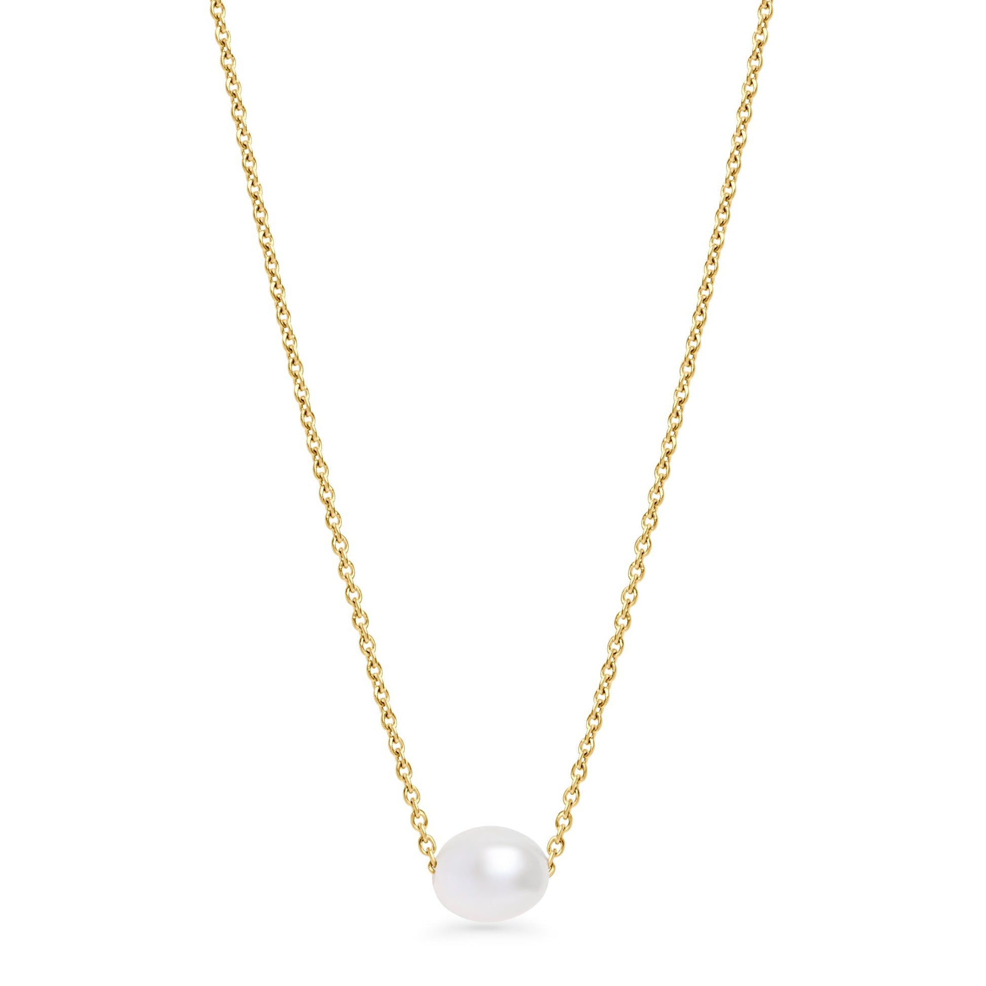 gold pendant necklace with natural freshwater pearl skin friendly stainless steel MIAJWL collier pendentif or avec perle naturelle eau douce sécuritaire pour la peau acier inoxydable durable Mia Bijoux