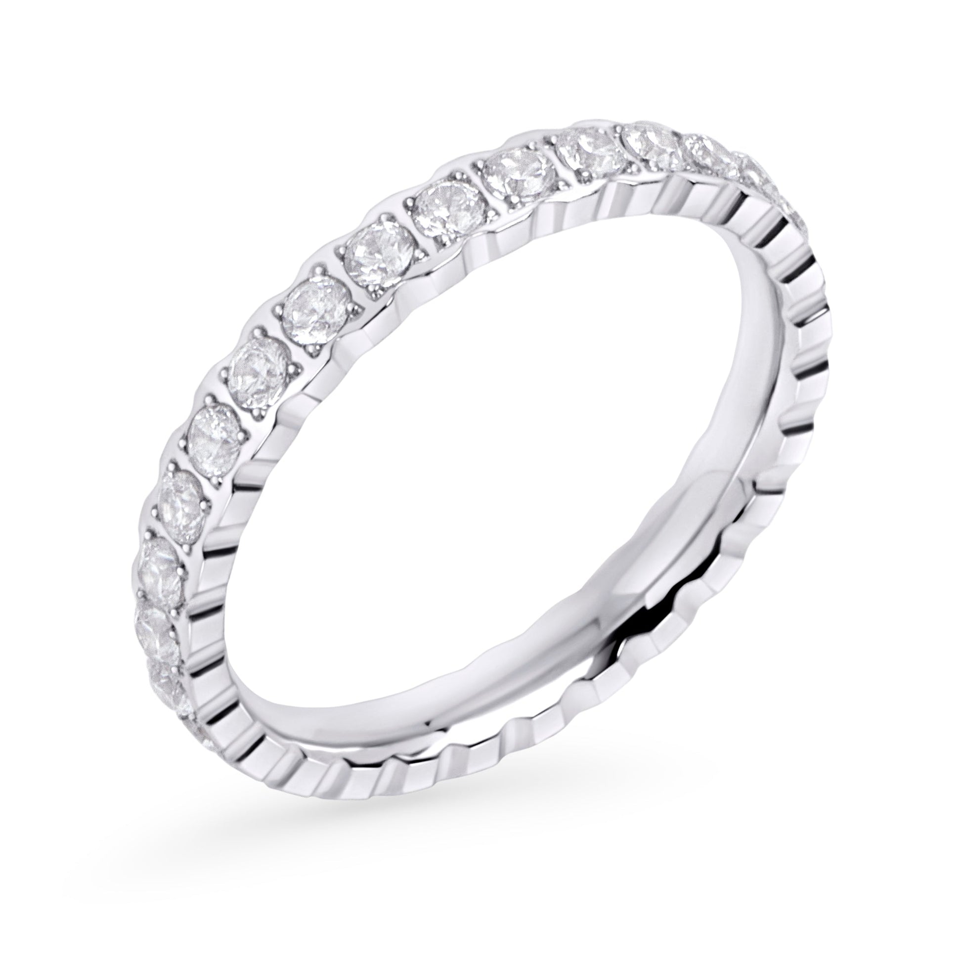 Stainless steel silver eternity ring with stones bague acier inoxydable éternité avec pierres argent MIAJWL