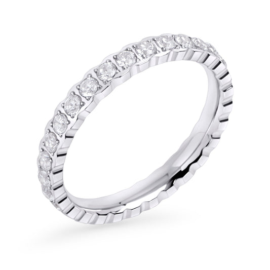 Stainless steel silver eternity ring with stones bague acier inoxydable éternité avec pierres argent MIAJWL