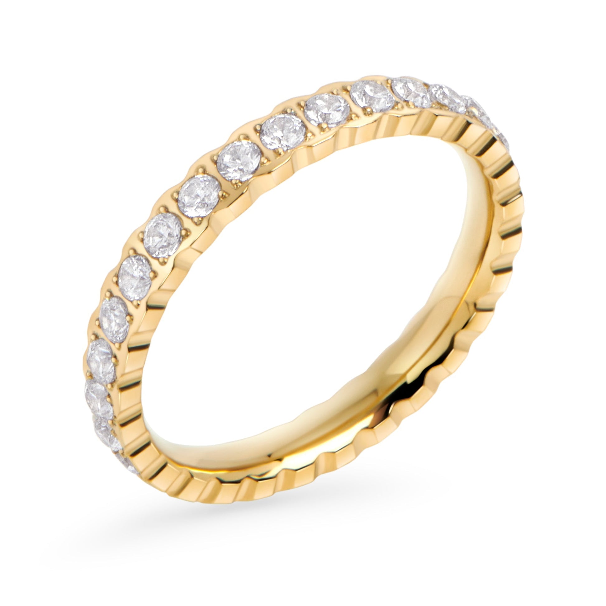 Stainless steel gold eternity ring with stones bague acier inoxydable éternité avec pierres or MIAJWL