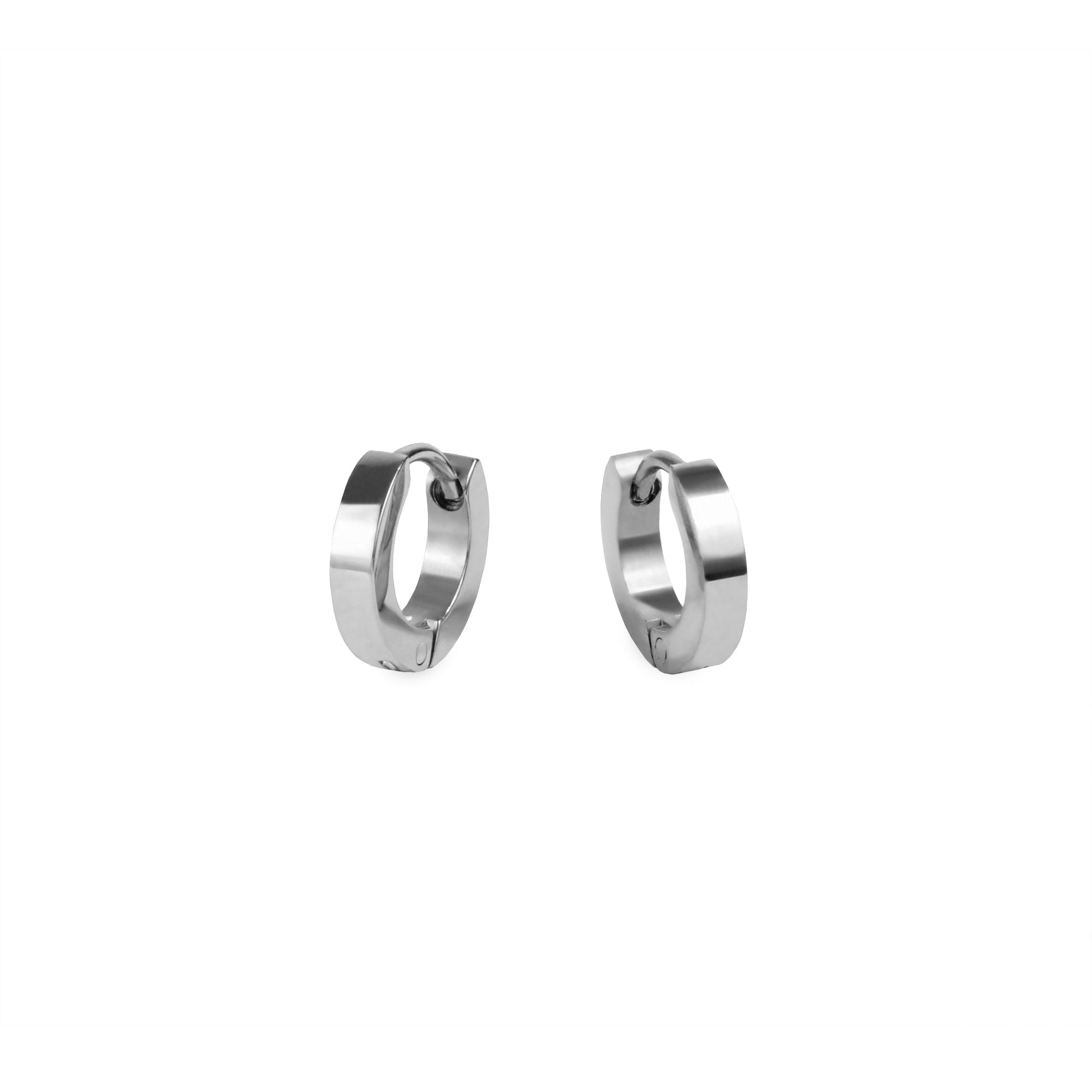women stainless steel xs silver huggie earrings hypoallergenic petites boucles d'oreilles dormeuse argent acier inoxydable hypoallergène MIA  T320E006