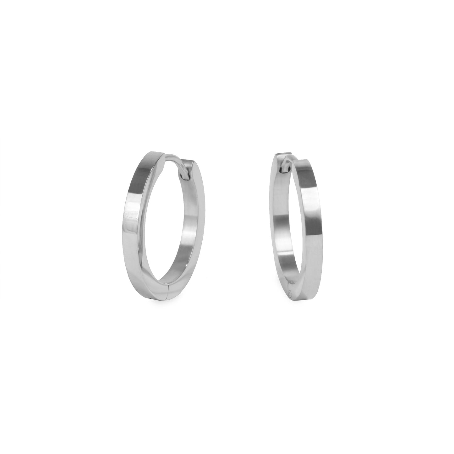 silver medium huggie earrings stainless steel hypoallergenic mia jewelry moyennes boucles d'oreilles argent femme dormeuse acier inoxydable hypoallergénique  T320E008