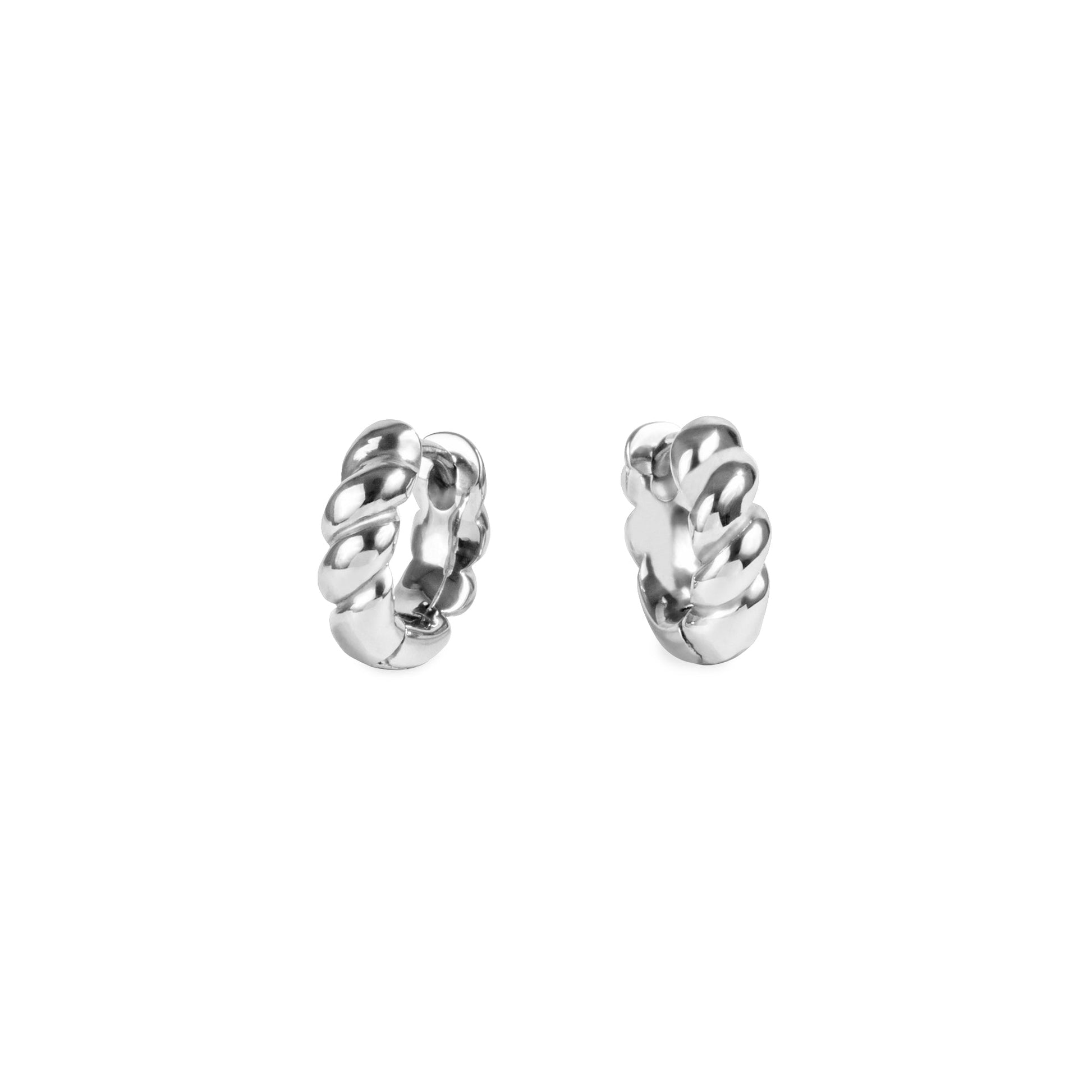silver croissant huggie earrings stainless steel hypoallergenic mia jewelry dôme boucles d'oreilles argent femme dormeuse acier inoxydable hypoallergénique T320E011