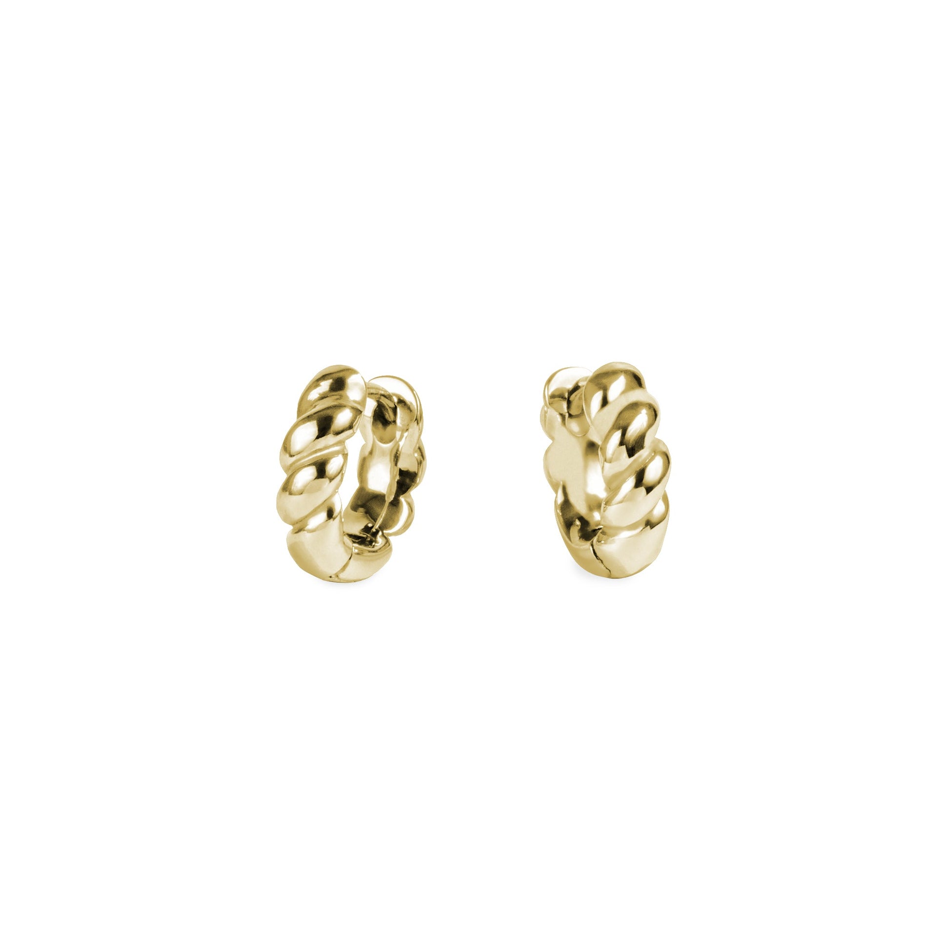 Gold croissant huggie earrings stainless steel hypoallergenic mia jewelry dôme boucles d'oreilles or femme dormeuse acier inoxydable hypoallergénique T320E011