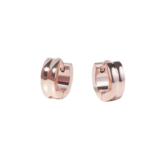 Double Rosegold earrings stainless steel boucles d'oreilles double or rose acier inoxydable MIA bijoux
