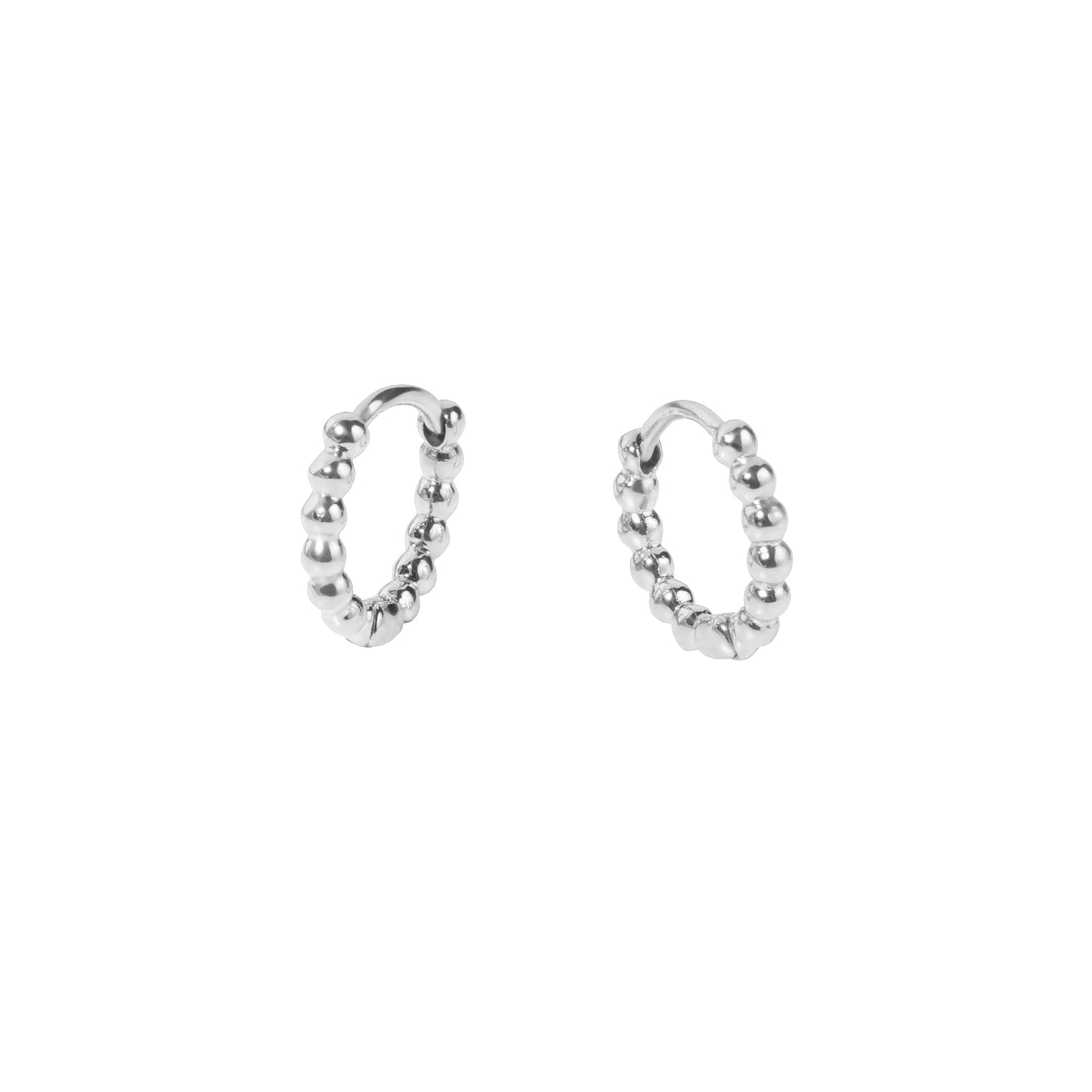 Beads huggie silver earrings Boucles d'oreilles dormeuses billes argent 