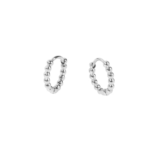Beads huggie silver earrings Boucles d'oreilles dormeuses billes argent 