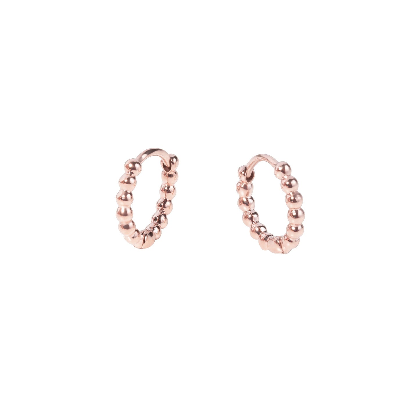 Beads huggie rose gold earrings Boucles d'oreilles dormeuses billes or rose