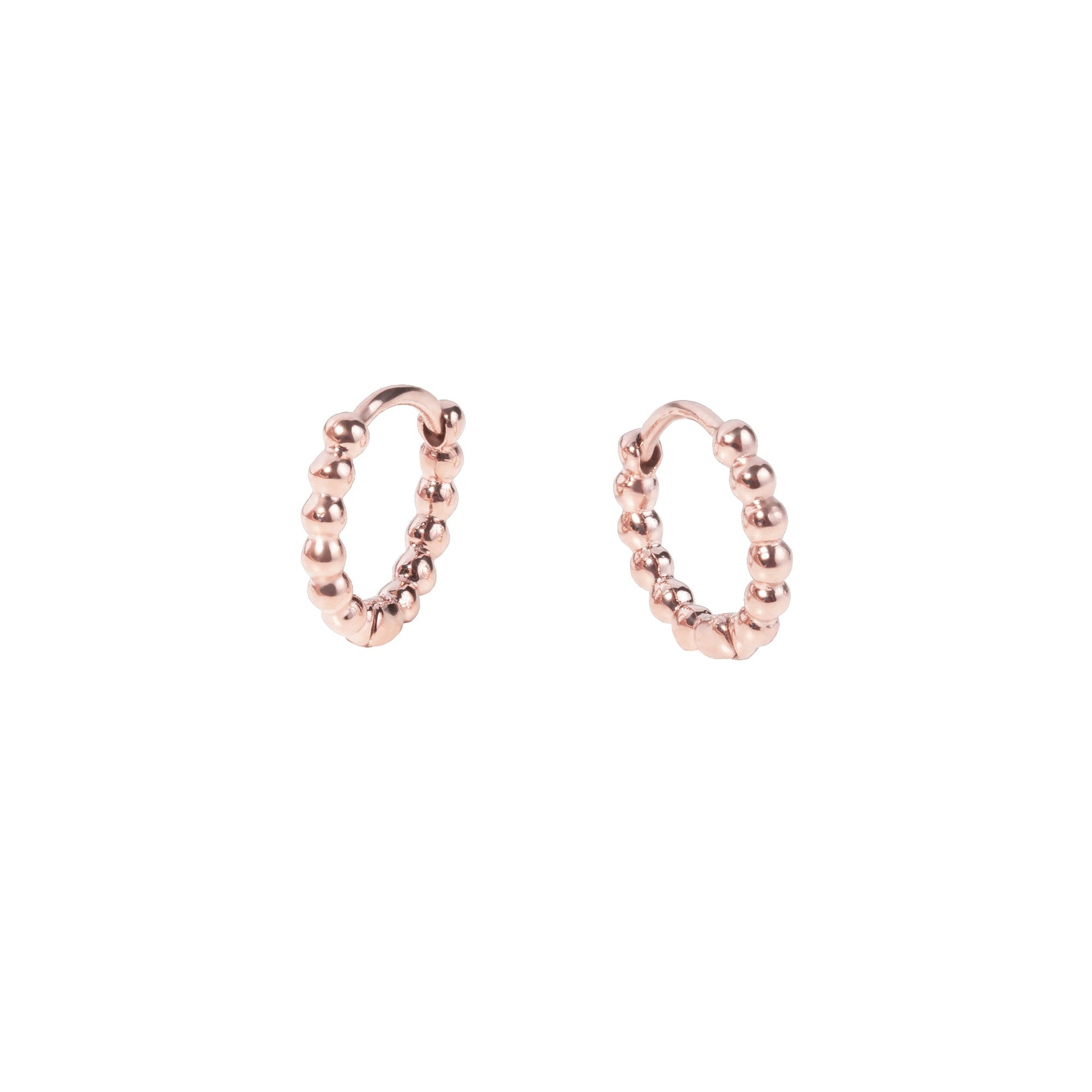Beads huggie rose gold earrings Boucles d'oreilles dormeuses billes or rose