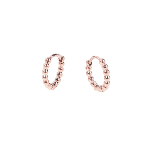 Beads huggie rose gold earrings Boucles d'oreilles dormeuses billes or rose