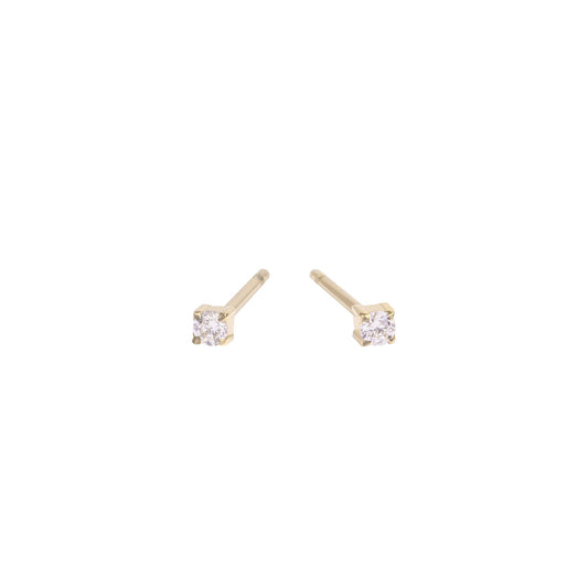 gold 2mm cubic zirconia stud earrings stainless steel MIA boucles d'oreilles pierre or T419E001DO