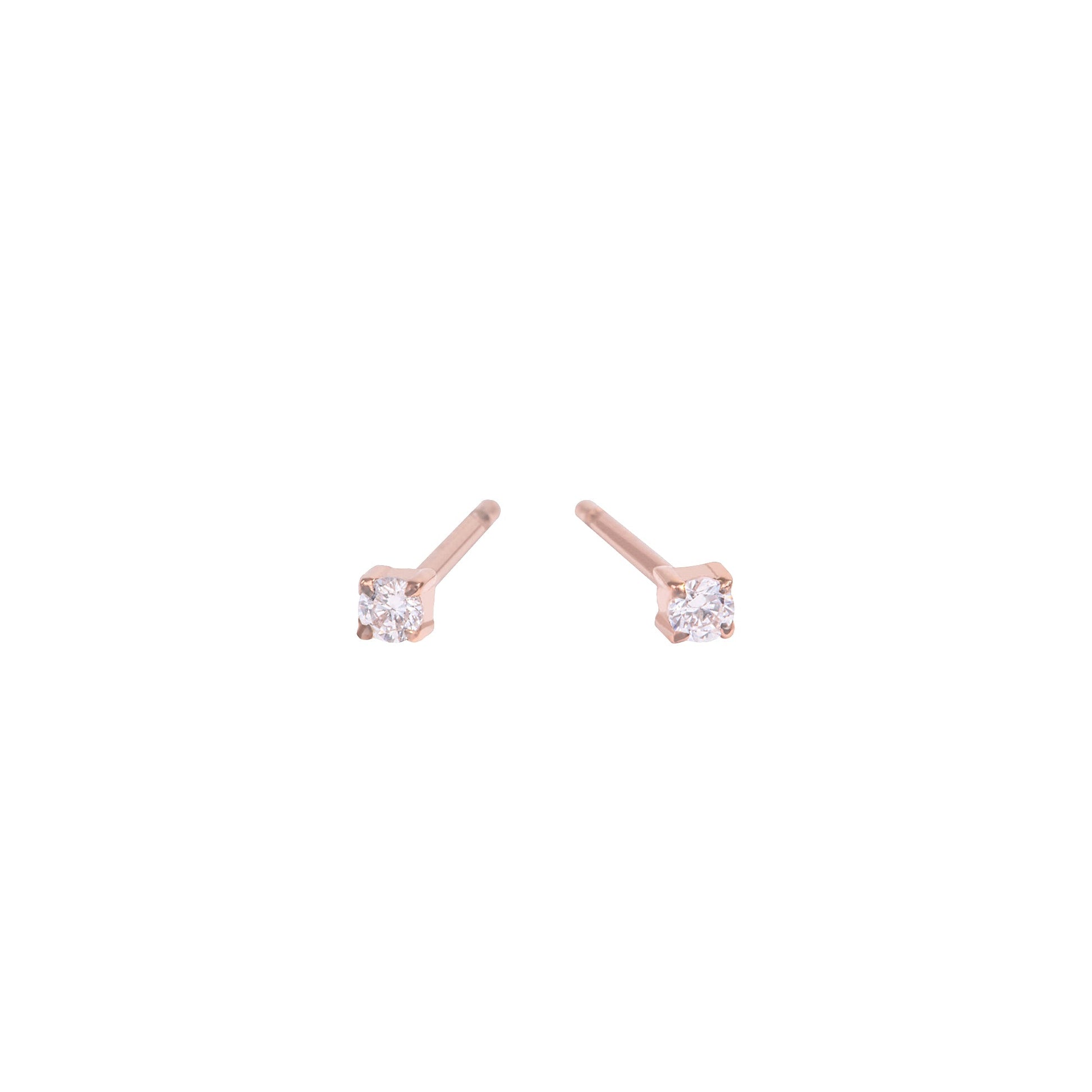 rose gold 2mm cubic zirconia stud earrings stainless steel MIA boucles d'oreilles pierre or rose T419E001DORO
