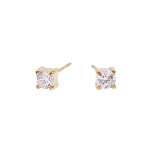 gold 4mm cubic zirconia stud earrings stainless steel MIA boucles d'oreilles pierre or T419E002DO