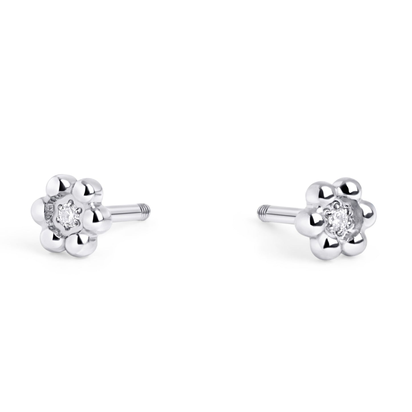 Small flower stud earrings with stone hypoallergenic stainless steel with back screw boucles d'oreilles petites fleurs papillon vis enfant MIA