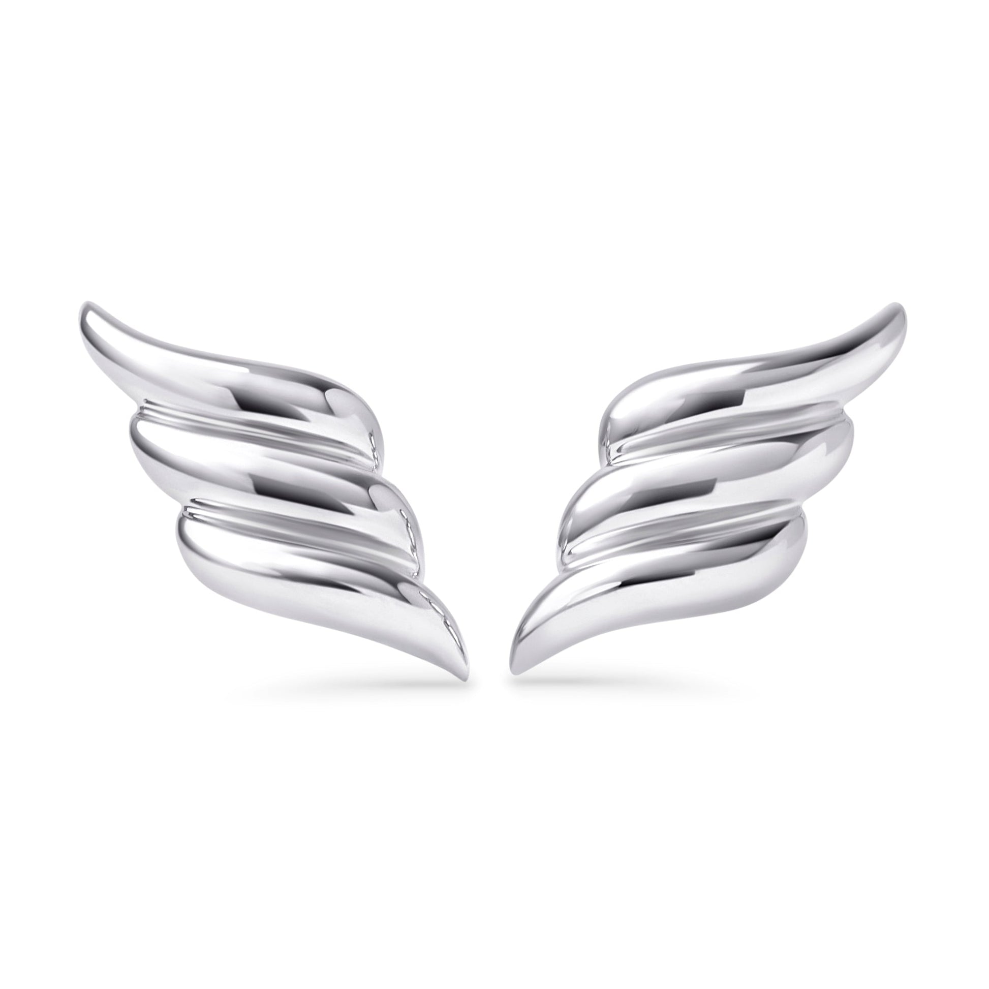 Boucles d'oreilles fixes triple vagues ailes acier inoxydable aucune allergie peau sensible Mia Bijoux