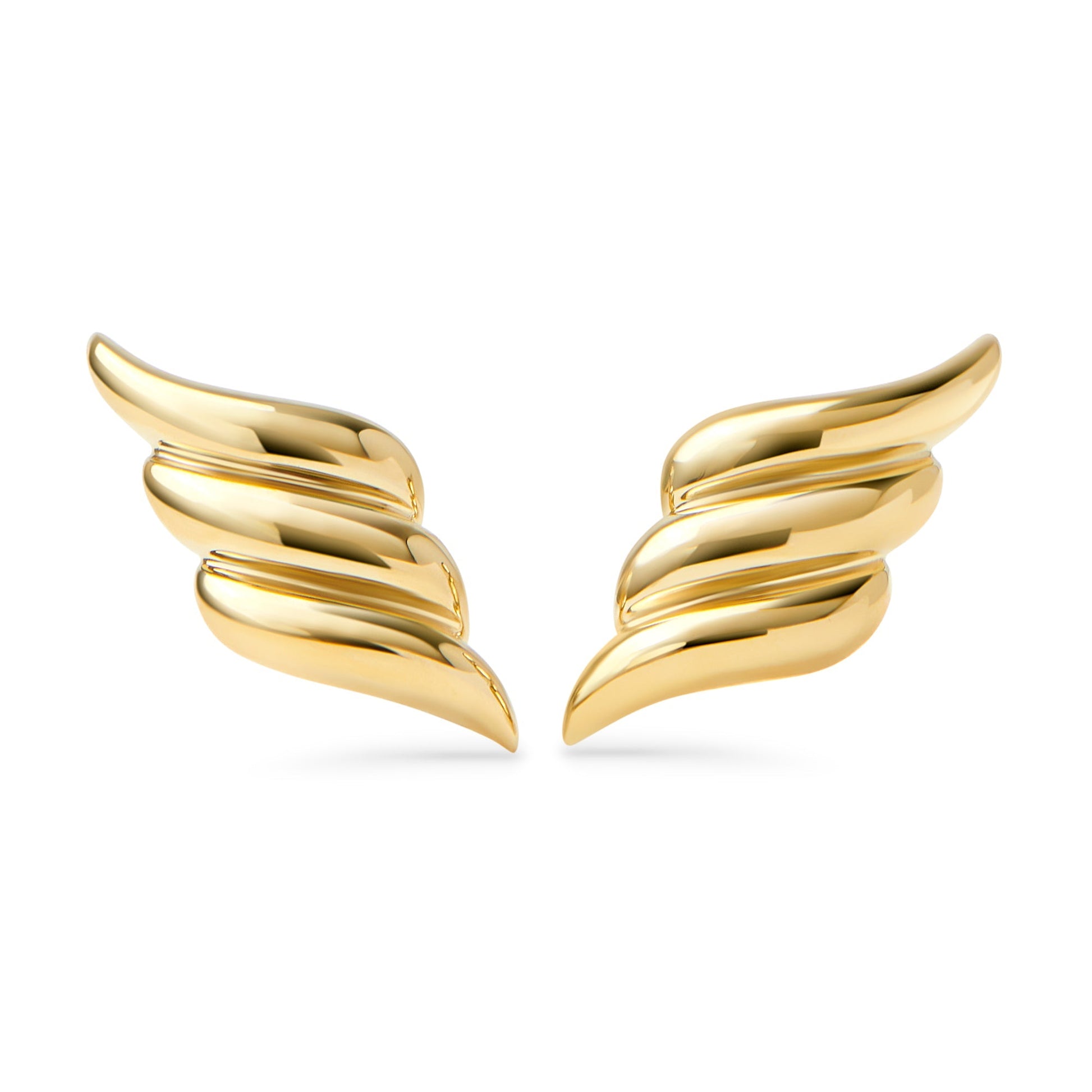 Trendy gold stainless steel triple wave earrings hypoallergenic safe for skin MAIJWL